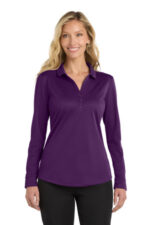 Port Authority Women's Silk Touch Performance Long Sleeve Polo. L540LS Bright Purple