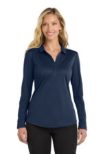 Port Authority Women's Silk Touch Performance Long Sleeve Polo. L540LS Navy