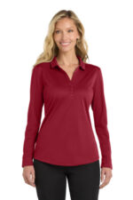 Port Authority Women's Silk Touch Performance Long Sleeve Polo. L540LS Red