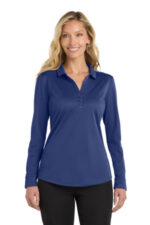 Port Authority Women's Silk Touch Performance Long Sleeve Polo. L540LS Royal