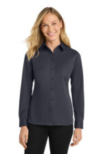 Port Authority Women's Dimension Knit Dress Shirt. L570 Battleship Grey