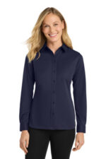 Port Authority Women's Dimension Knit Dress Shirt. L570 Dark Navy