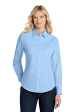 Port Authority Women's Long Sleeve Easy Care Shirt. L608 Light Blue/ Light Stone