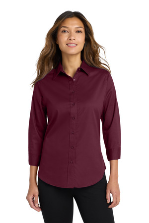 Port Authority Women's 3/4-Sleeve Easy Care Shirt. L612 Burgundy