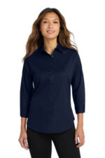 Port Authority Women's 3/4-Sleeve Easy Care Shirt. L612 Navy