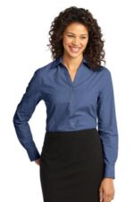Port Authority Women's Crosshatch Easy Care Shirt. L640 Deep Blue