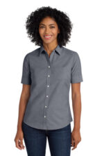 Port Authority Women's Short Sleeve SuperPro Oxford Shirt. L659 Black