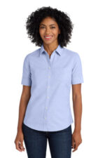Port Authority Women's Short Sleeve SuperPro Oxford Shirt. L659 Oxford Blue