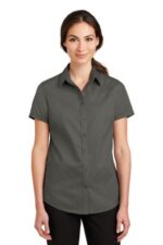 Port Authority Women's Short Sleeve SuperPro Twill Shirt. L664 Sterling Grey
