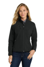 Port Authority Women's Textured Soft Shell Jacket. L705 Black