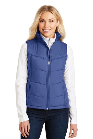 Port Authority Women's Puffy Vest. L709 Mediterranean Blue/ Black