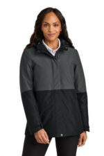 Port Authority Women's Insulated Heavy Ripstop Jacket L721 Grey Steel/ Deep Black