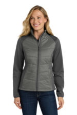 Port Authority Women's Hybrid Soft Shell Jacket. L787 Smoke Grey/ Grey Steel