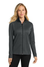 Port Authority Women's Vertical Texture Full-Zip Jacket. L805 Iron Grey/ Black