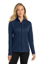Port Authority Women's Vertical Texture Full-Zip Jacket. L805 True Navy/ Iron Grey