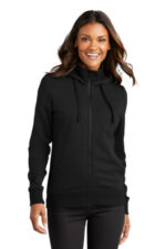 Port Authority Women's Smooth Fleece Hooded Jacket L814 Deep Black