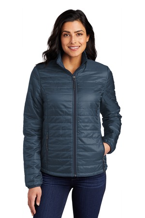 Port Authority Women's Packable Puffy Jacket L850 Regatta Blue/ River Blue Navy