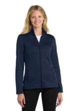 Port Authority Women's Collective Striated Fleece Jacket. L905 River Blue Navy Heather