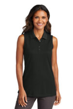 Port Authority Women's Dry Zone UV Micro-Mesh Sleeveless Polo LK110SV Deep Black