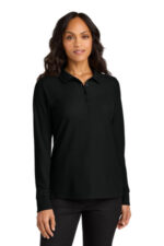 Port Authority Women's Wearever Signature Pique Long Sleeve Polo LK200LS Deep Black