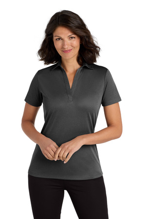 Port Authority Women's Heathered Silk Touch Performance Polo. LK542 Black Heather