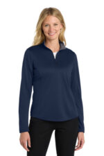 Port Authority Women's Silk Touch Performance 1/4-Zip LK584 Navy/ Steel Grey