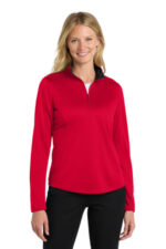 Port Authority Women's Silk Touch Performance 1/4-Zip LK584 Red/ Black