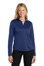 Port Authority Women's Silk Touch Performance 1/4-Zip LK584 Royal/ Steel Grey