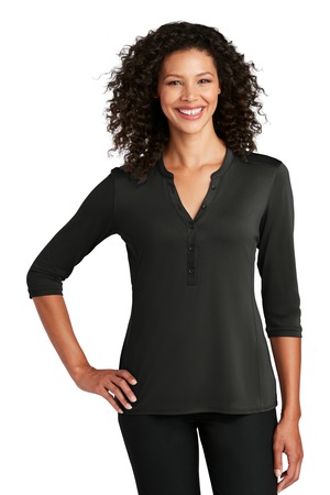 Port Authority Women's UV Choice Pique Henley LK750 Black