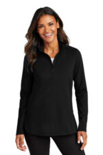 Port Authority Women's C-FREE Double Knit 1/4-Zip LK880 Deep Black