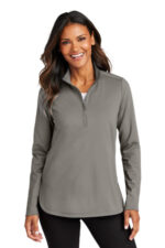 Port Authority Women's C-FREE Double Knit 1/4-Zip LK880 Smoke Grey