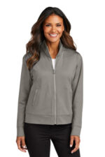 Port Authority Women's C-FREE Double Knit Full-Zip LK881 Smoke Grey