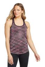 OGIO Women's Verge Racerback Tank. LOE327 Fierce Coral Space Dye