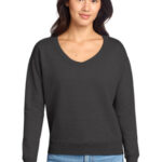 Port & Co Women's Beach Wash Garment-Dyed V-Neck Sweatshirt LPC098V Coal