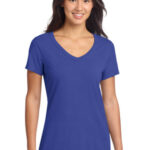 Port & Co Women's Beach Wash Garment-Dyed V-Neck Tee LPC099V Blue Iris