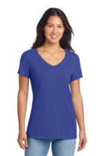 Port & Co Women's Beach Wash Garment-Dyed V-Neck Tee LPC099V Blue Iris