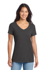 Port & Co Women's Beach Wash Garment-Dyed V-Neck Tee LPC099V Coal