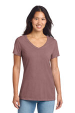 Port & Co Women's Beach Wash Garment-Dyed V-Neck Tee LPC099V Nostalgia Rose
