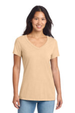Port & Co Women's Beach Wash Garment-Dyed V-Neck Tee LPC099V Peach