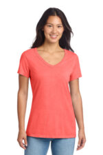 Port & Co Women's Beach Wash Garment-Dyed V-Neck Tee LPC099V Poppy