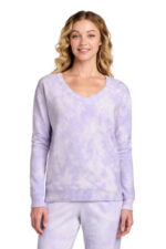 Port & Co Women's Beach Wash Cloud Tie-Dye V-Neck Sweatshirt LPC140V Amethyst