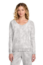 Port & Co Women's Beach Wash Cloud Tie-Dye V-Neck Sweatshirt LPC140V Dove Grey
