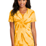 Port & Co Women's Tie-Dye V-Neck Tee. LPC147V Gold