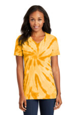 Port & Co Women's Tie-Dye V-Neck Tee. LPC147V Gold