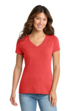 Port & Co Women's Tri-Blend V-Neck Tee. LPC330V Bright Red Heather