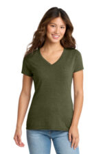 Port & Co Women's Tri-Blend V-Neck Tee. LPC330V Military Green Heather