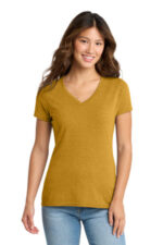 Port & Co Women's Tri-Blend V-Neck Tee. LPC330V Ochre Yellow Heather