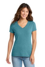 Port & Co Women's Tri-Blend V-Neck Tee. LPC330V Vivid Teal Heather