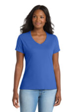 Port & Co Women's Performance Blend V-Neck Tee. LPC381V True Royal