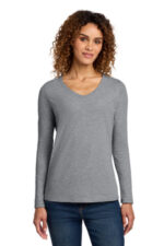 Port & Co Women's Long Sleeve Fan Favorite V-Neck Tee. LPC450VLS Athletic Heather